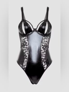 Lovehoney Black Lace & Wetlook Bodysuit NWT Size 3X/4X